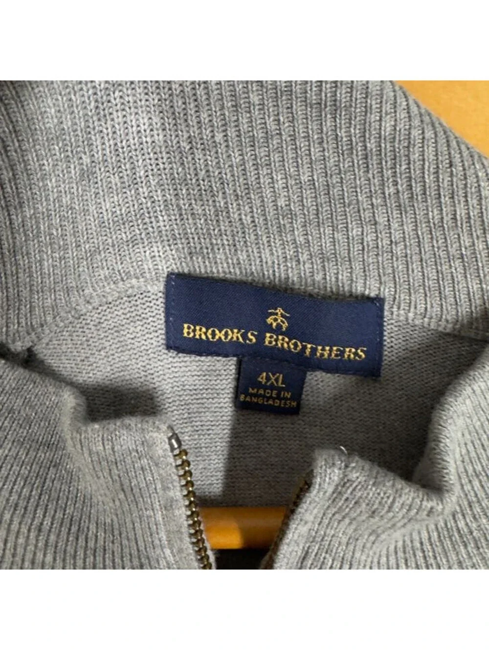 Brooks Brothers Sweater Pullover Men 4XL Gray Knit Zipper Long Sleeve Soft Cozy